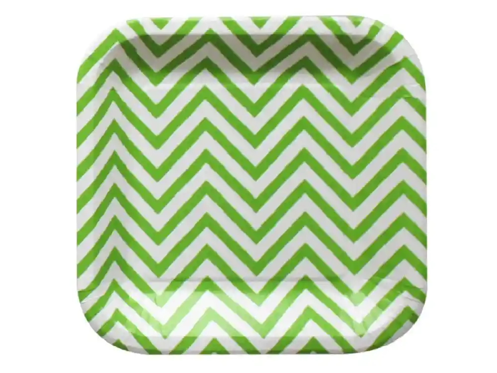 Plato Cuadrado Chevron 22 Cm X 10 Verde Lima
