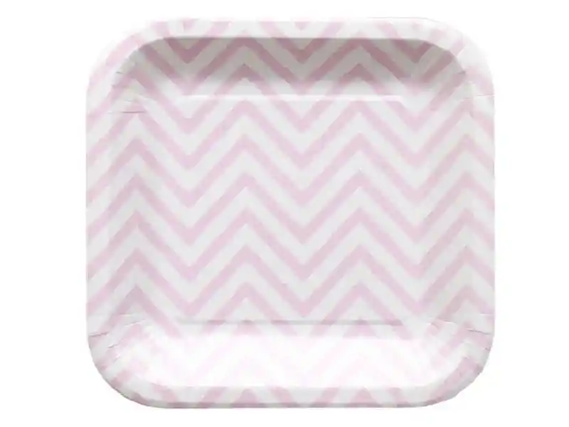 Plato Cuadrado Chevron 22 Cm X 10 Rosado