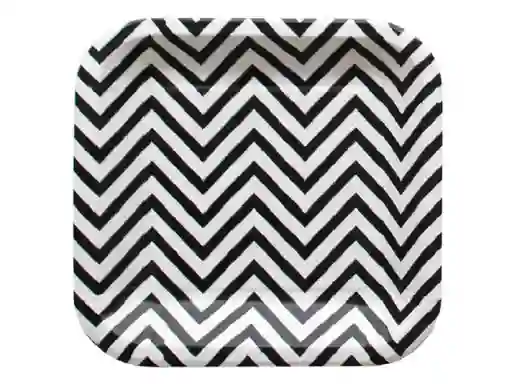 Plato Cuadrado Chevron 22 Cm X 10 Negro