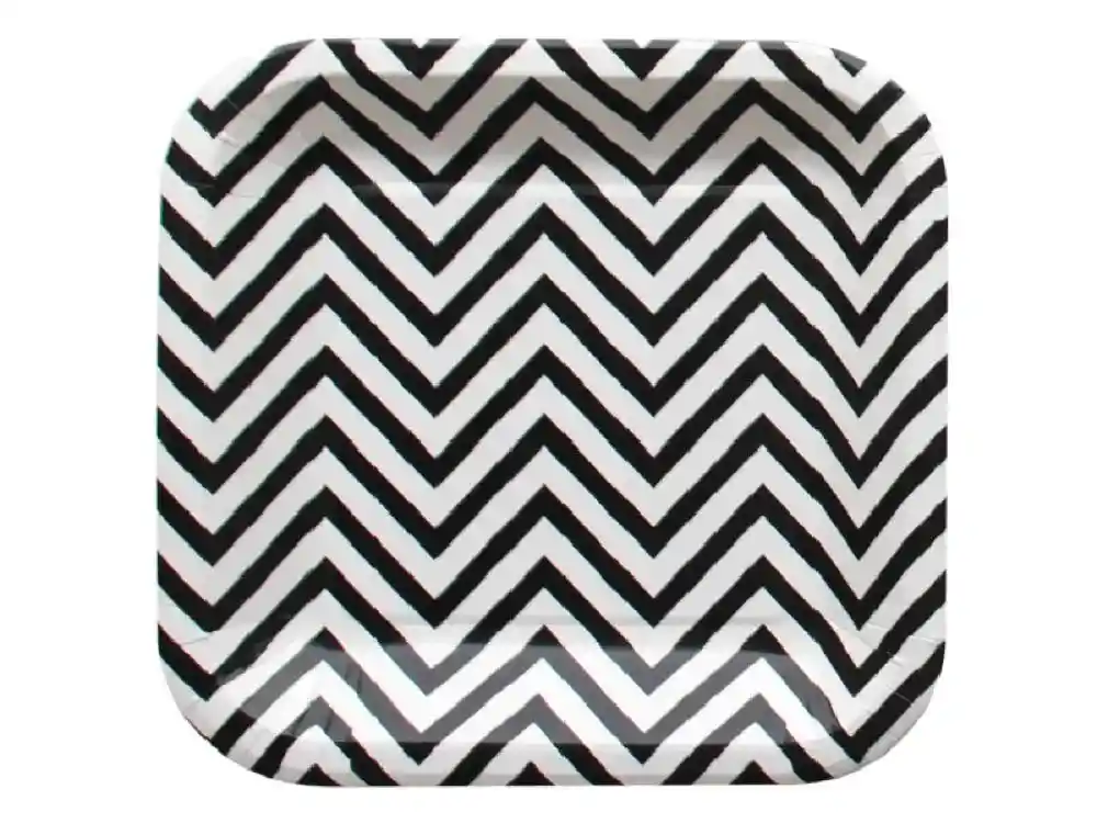 Plato Cuadrado Chevron 22 Cm X 10 Negro