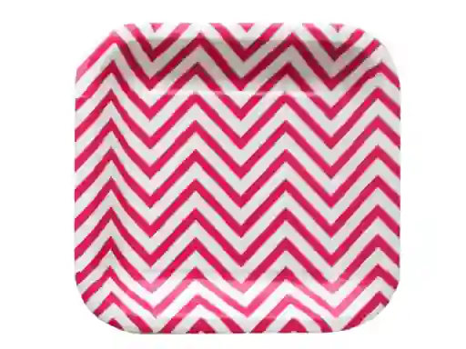 Plato Cuadrado Chevron 22 Cm X 10 Fucsia