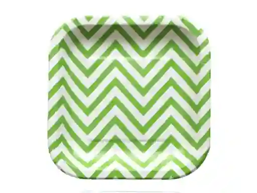 Plato Cuadrado Chevron 17 Cm X 10 Verde Lima