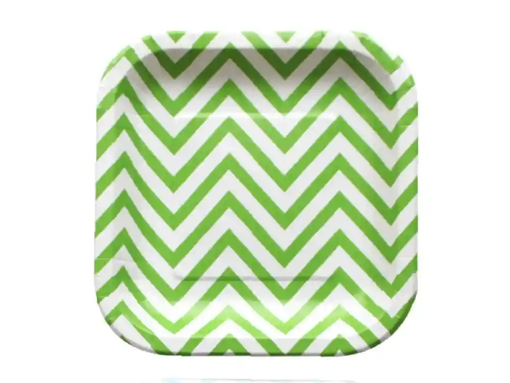 Plato Cuadrado Chevron 17 Cm X 10 Verde Lima
