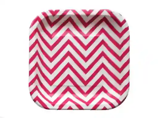 Plato Cuadrado Chevron 17 Cm X 10 Fucsia