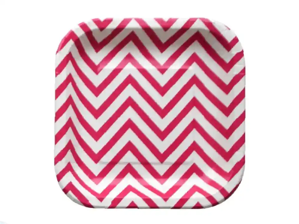 Plato Cuadrado Chevron 17 Cm X 10 Fucsia