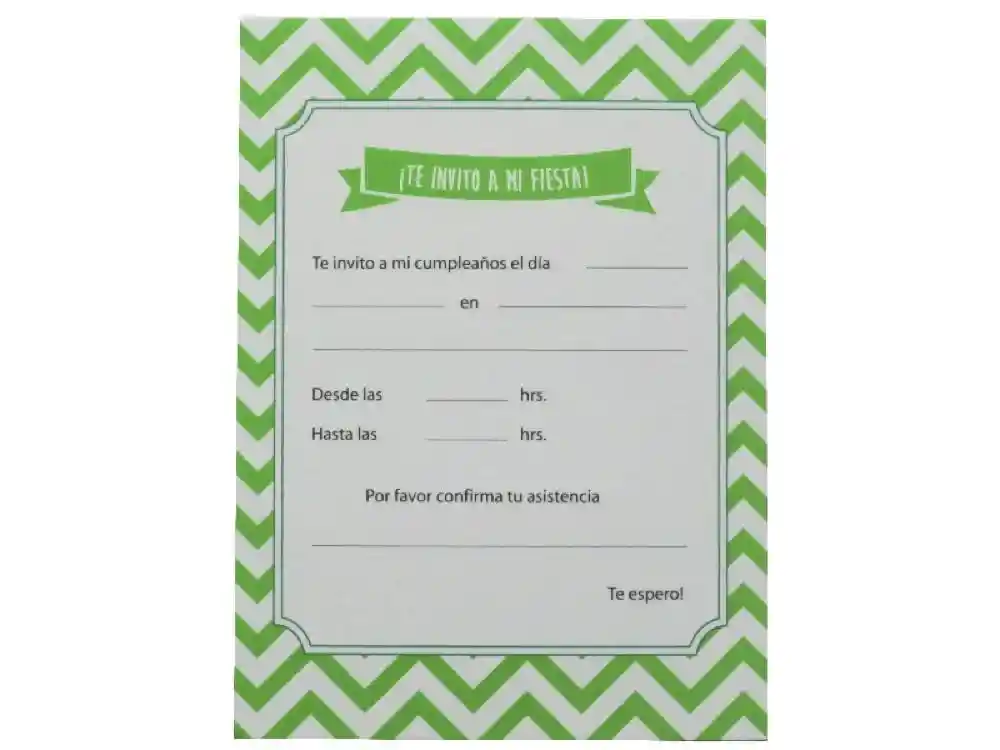 Invitacion Chevron X 6 Verde Lima