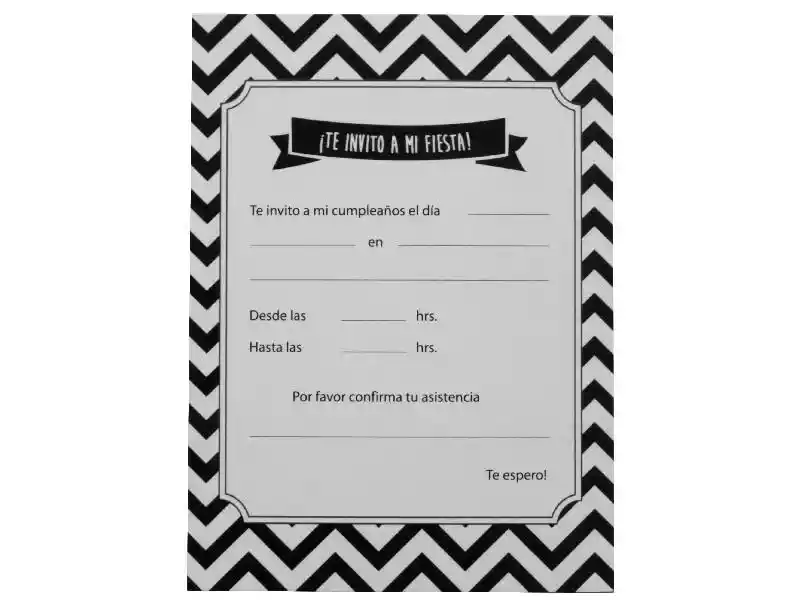 Invitacion Chevron X 6 Negro