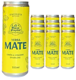 El Buen Pastor Pack X 12 Uni Bebida Energizante Natural Yerba Mate Limón Jengibre El Buen Pastor 355ml