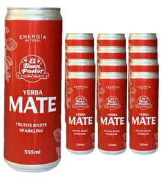 El Buen Pastor Pack X 12 Uni Bebida Energizante Natural Yerba Mate Frutos Rojos El Buen Pastor 355ml