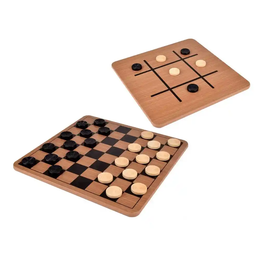 Juego Damas Y Gato De Madera