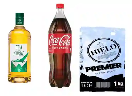 Alto Del Carmen 35° 750ml + Coca 1.5 + Hielo