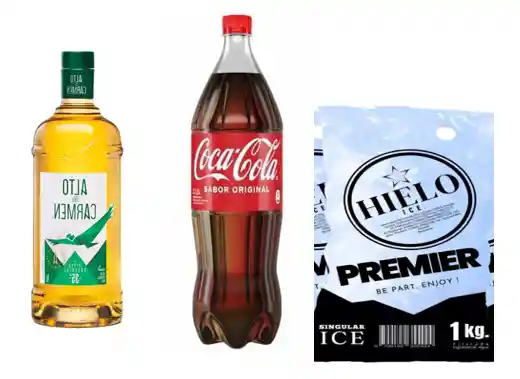 Alto Del Carmen 35° 750ml + Coca 1.5 + Hielo
