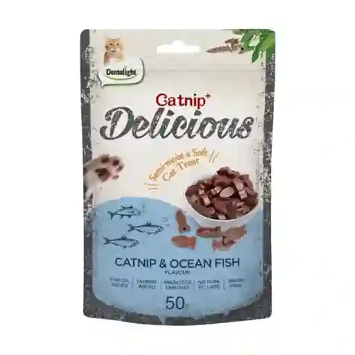Snack Gato Delicious Catnip Y Pescado De Oceano 50g