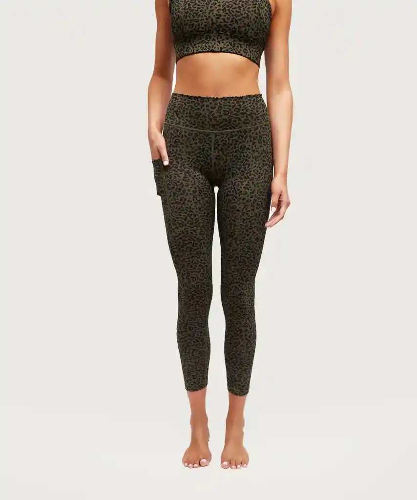 Calza Deportiva Active Leopard Print Xs Verde