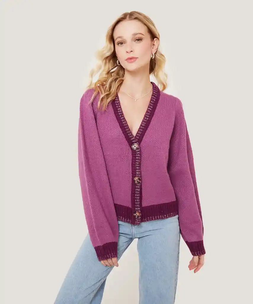 Chaleco Boho Brillos L Rosado