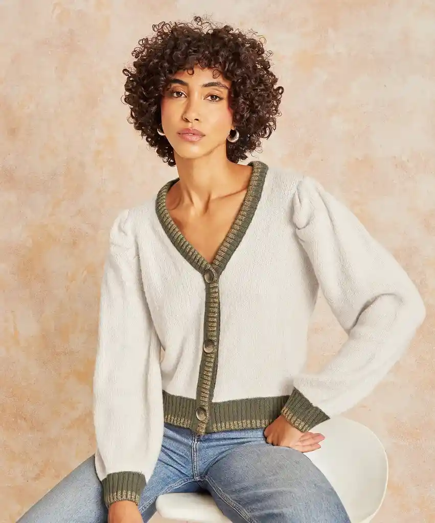 Chaleco Boho Brillos S Beige