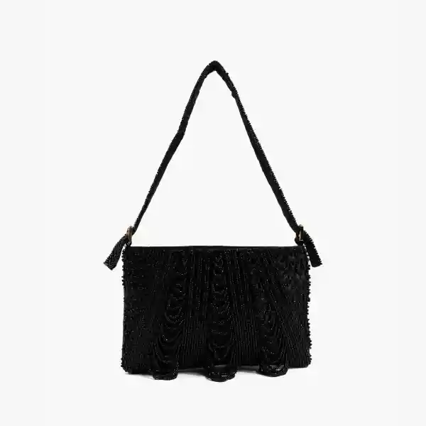 Cartera De Hombro Fiesta Mostacillas Negro