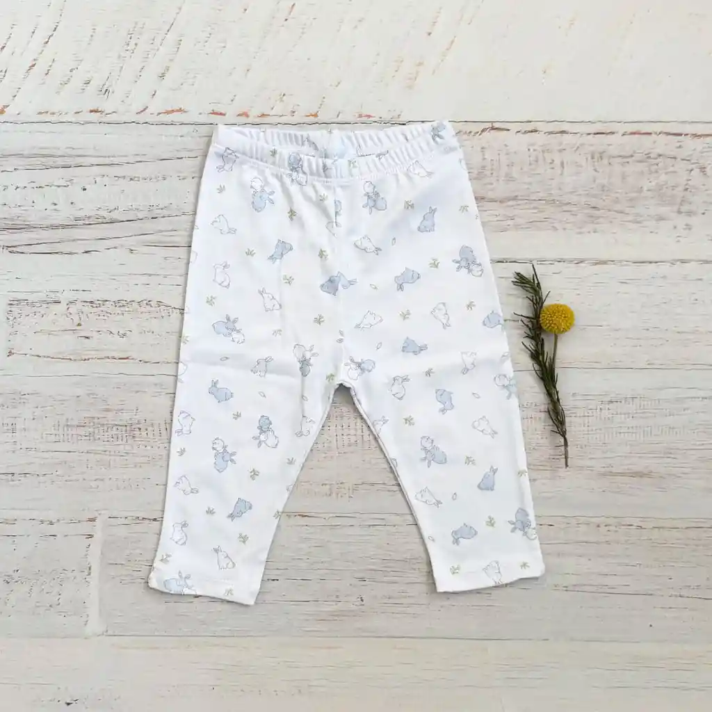 Pantalon Conejo Celeste Talla 6/9 Meses