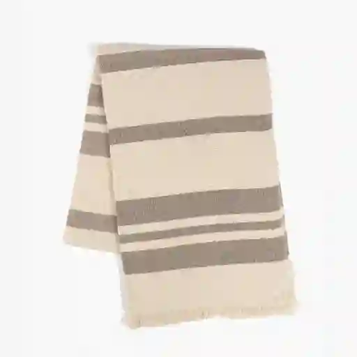 Manta Algodón Textura Flecos Beige
