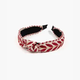 Cintillo Hojas Bordadas Burdeo