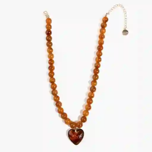 Collar Borlas Corazón Café