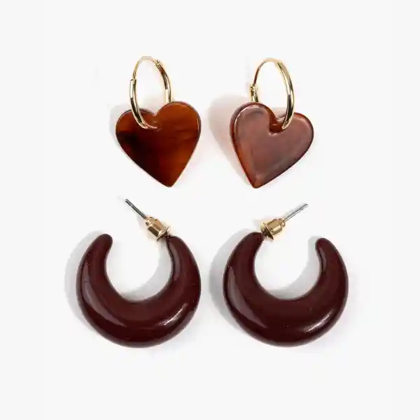 Set Aros Argollas Resina Café