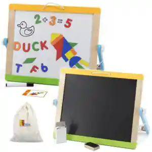 Pizarra Doble Madera Con Accesorios 81 Pz