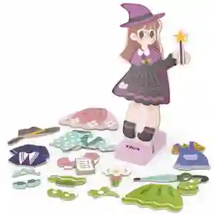 Magnético Vestir Niña Madera