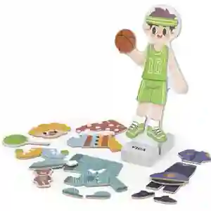 Magnético Vestir Niño Madera