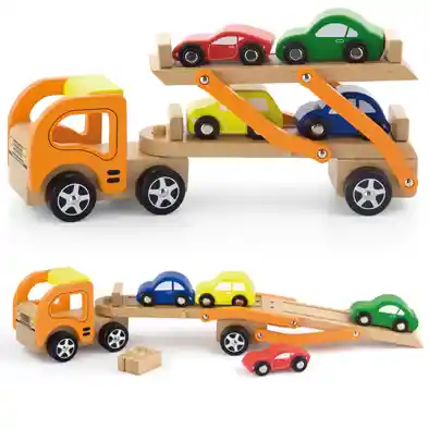 Camión Remolque Autos Madera