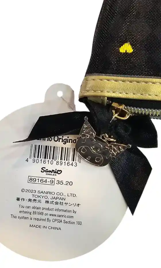 Kuromi Fancy Ribbons Zipper Pouch Sanrio Original Regalo