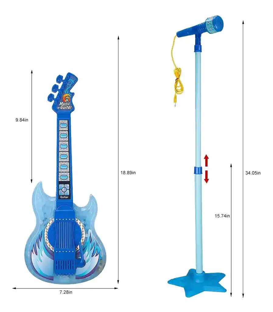 Guitarra Juguete Musical Con Micrófono Karaoke Para Niños