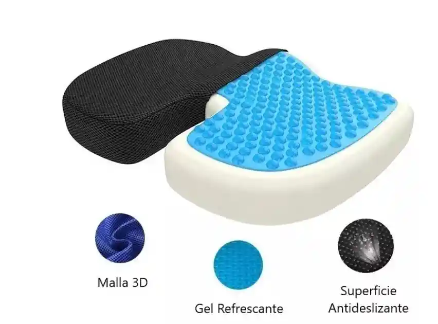 Cojín Asiento Memory Foam Y Gel Ortopédico Coxis Ergonomico