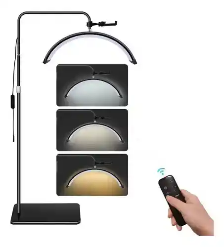 Lampara Led Con Pedestal Regulable Lashista Manicure Led Media Luna Estetica