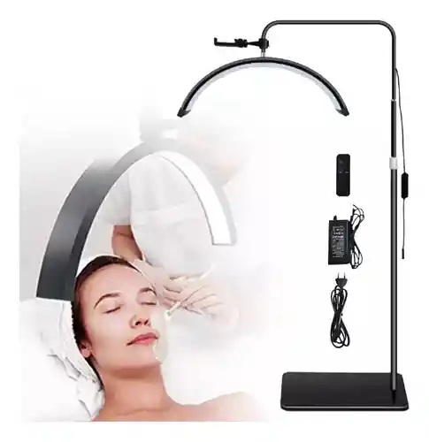 Lampara Led Con Pedestal Regulable Lashista Manicure Led Media Luna Estetica