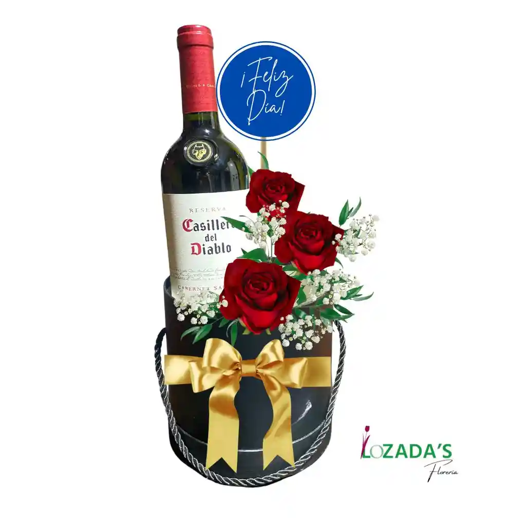Día Del Padre - Caja Premium “cabernet Rosas Rojas”