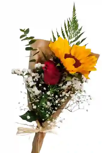 Ramo Floral Con 1 Rosa Y 1 Girasol