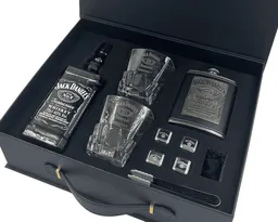 Pack Regalo Maletín Whisky Jack Daniels N7 Petaca Vasos