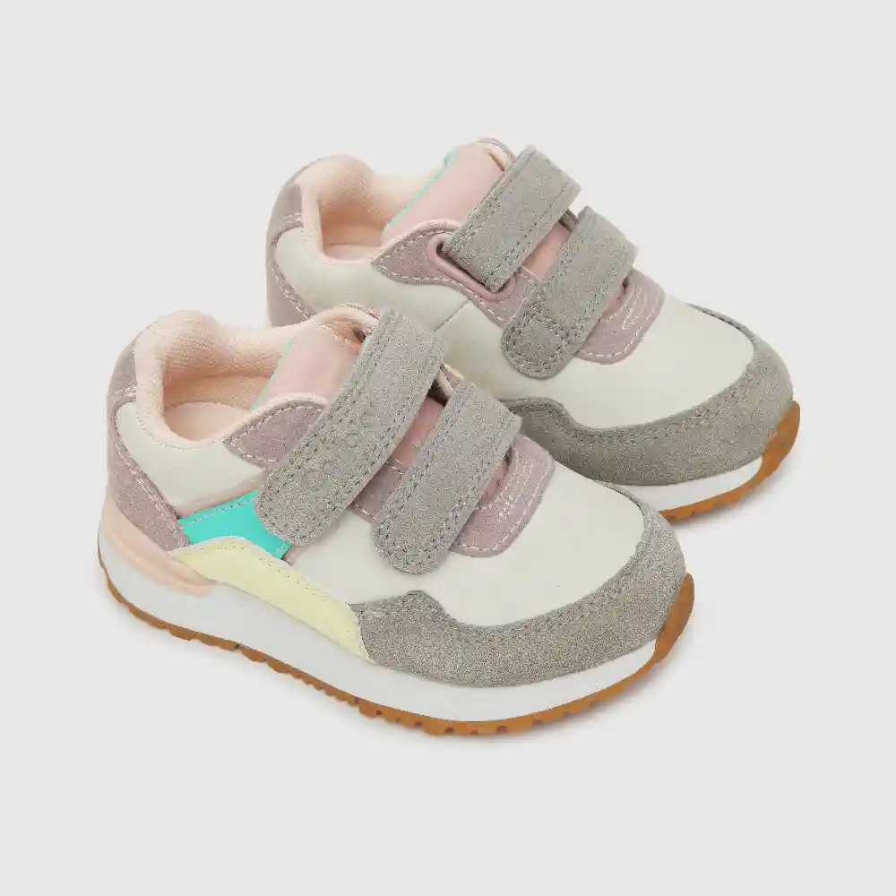 Zapatillas Dos Velcros Jogging De Niña Gris Talla 25