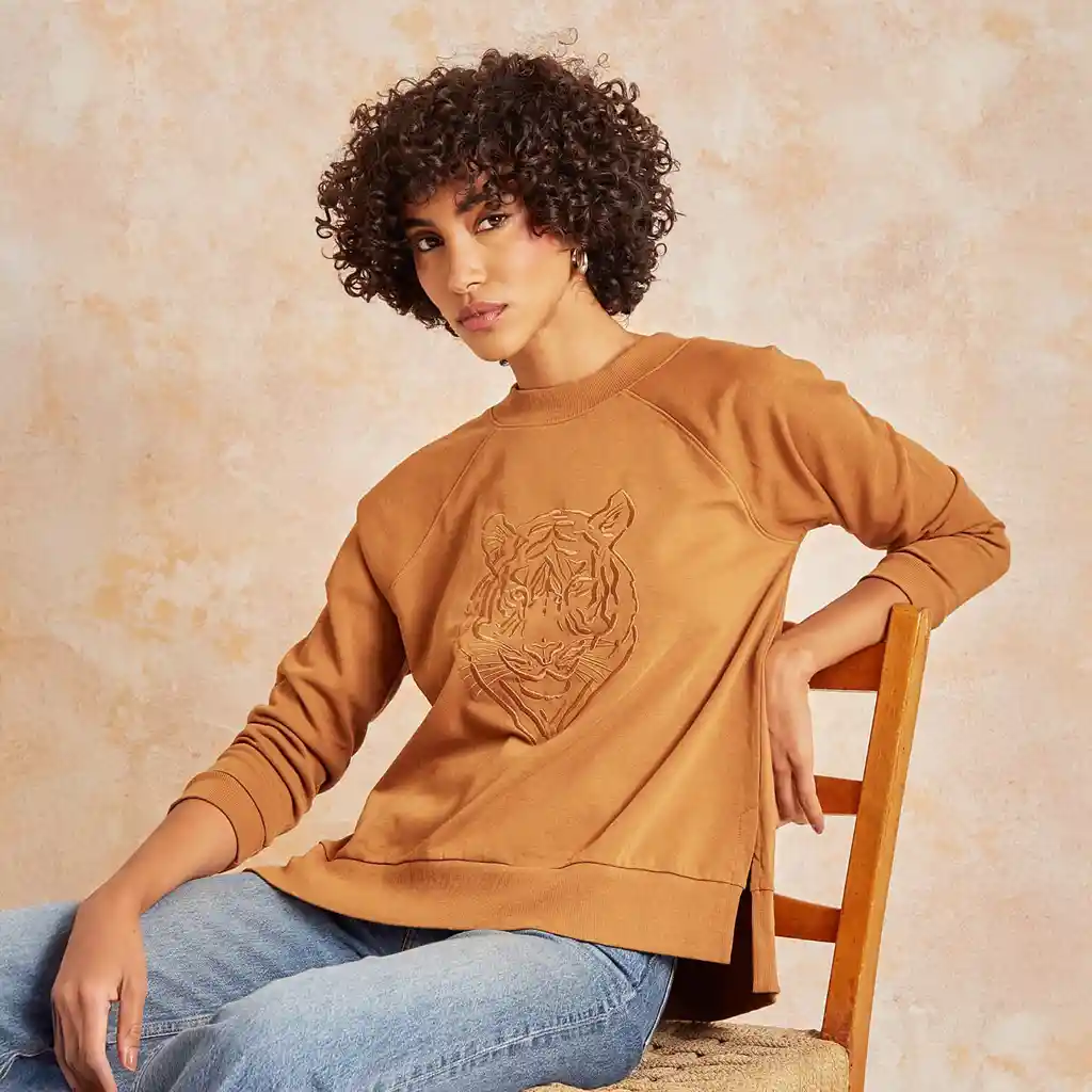 Polerón Boho Tigre Xs Café