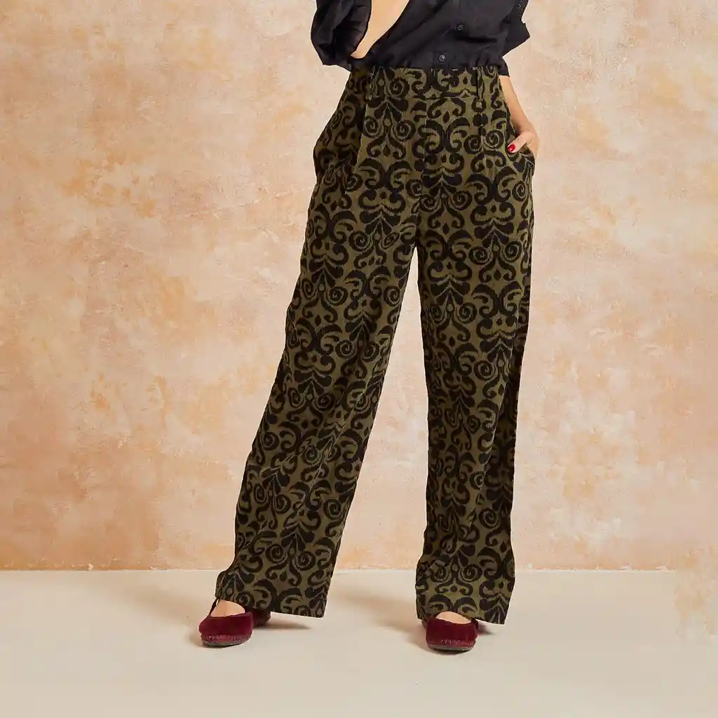 Pantalón Boho 42 Verde Musgo