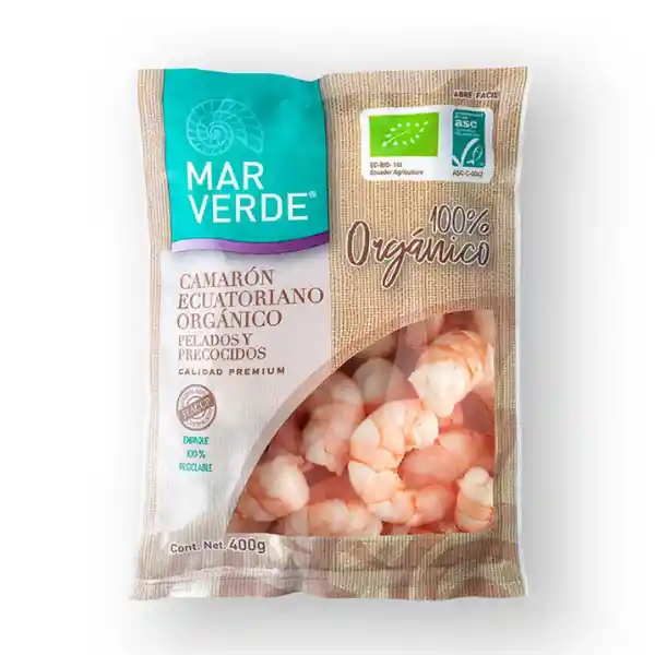 Camaron Ecuatoriano Organico Cocido Pelado 400 Gr