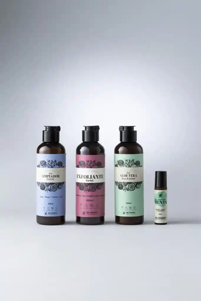 Pack Acné Y Piel Grasa: Gel Limpiador + Exfoliante + Gel Aloe Vera + Roll On Menta De Regalo