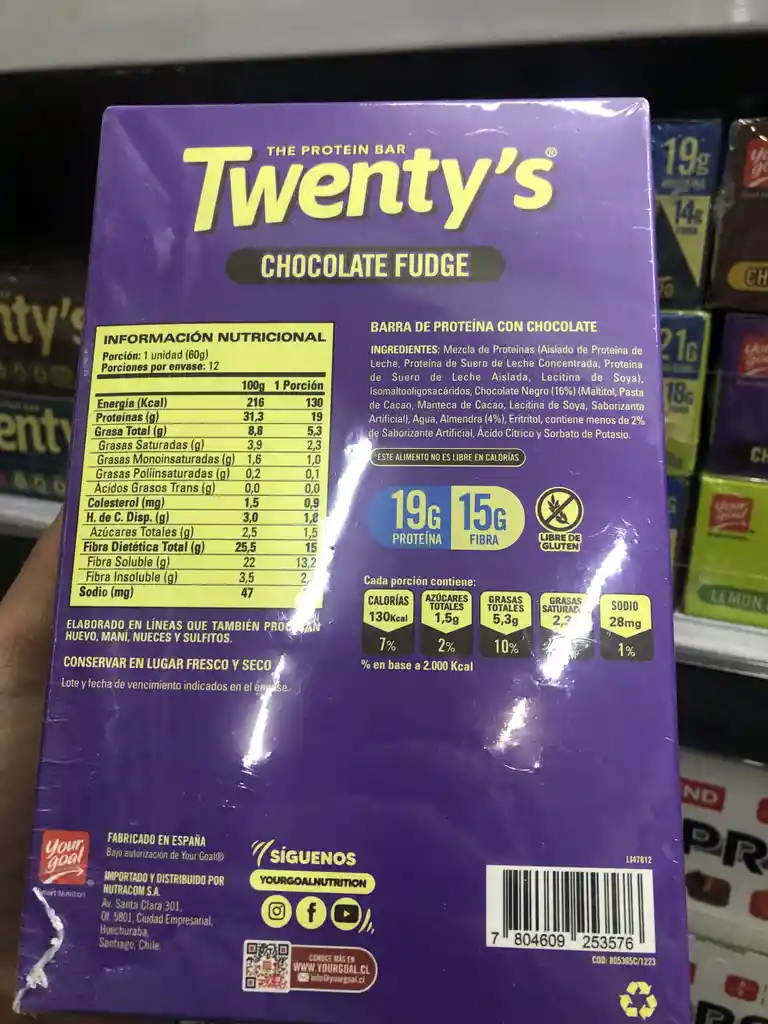 Caja Barra Twentys Your Goal Chocolate Fudge 12 Unidades