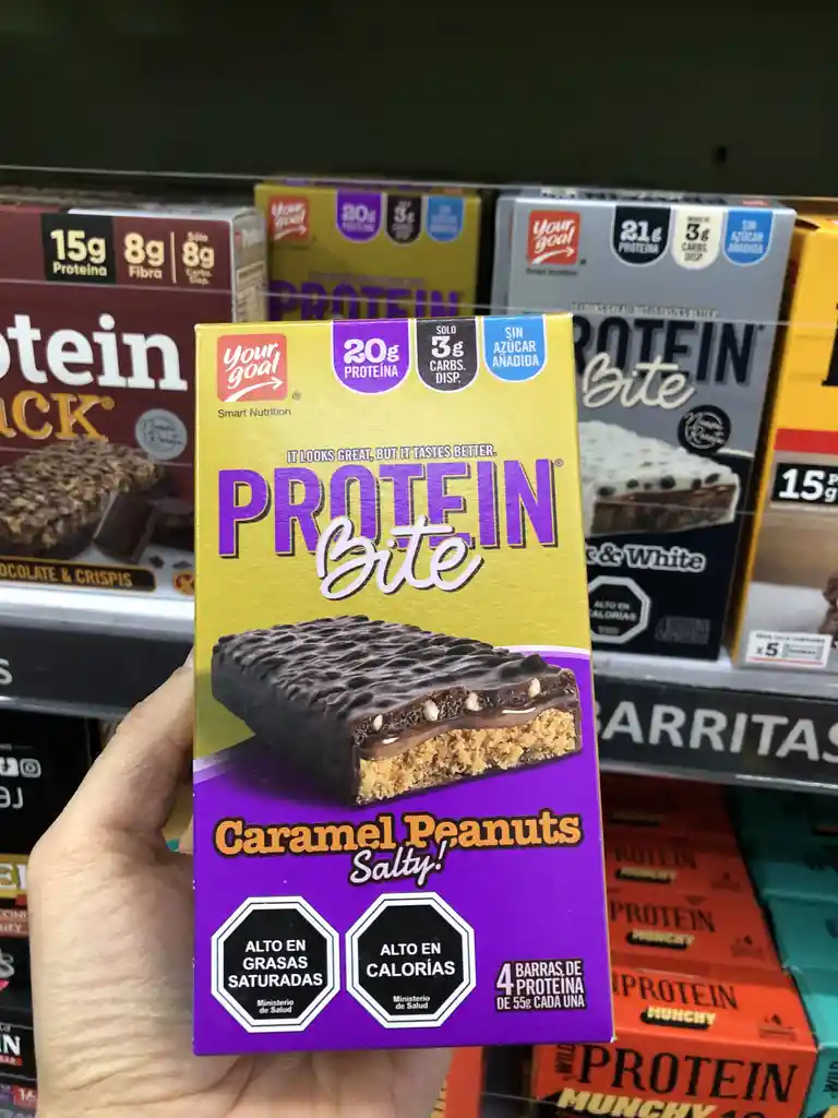 Caja 4 Barras Protein Bite Your Goal Caramel Peanuts