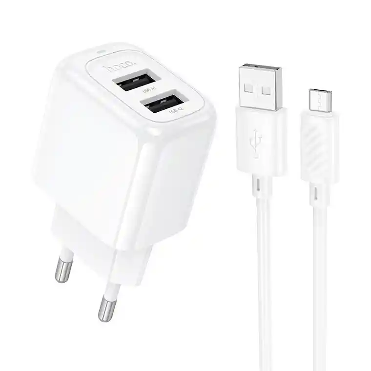 Cargador Dual Usb + Cable Micro Usb V8 2.4a - Hoco Cs51a