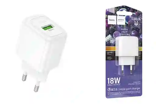 Cargador Adaptador Puerto Usb Qc3.0 18w Solo - Hoco Cs52a