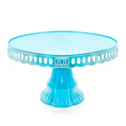 Bandeja Torta Plastica Pedestal 31x19 Cm Celeste (x)