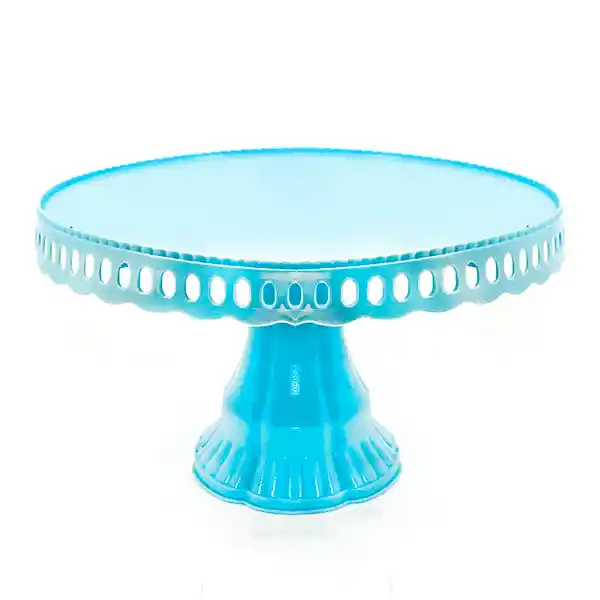 Bandeja Torta Plastica Pedestal 31x19 Cm Celeste (x)