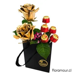 Bolsa De Rosas Doradas Y Bombones